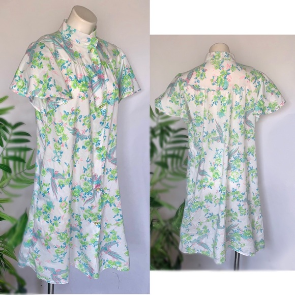 v i n t a g e :: Phoenix Floral Cottagecore Cotton Robe Nightgown - Picture 8 of 13